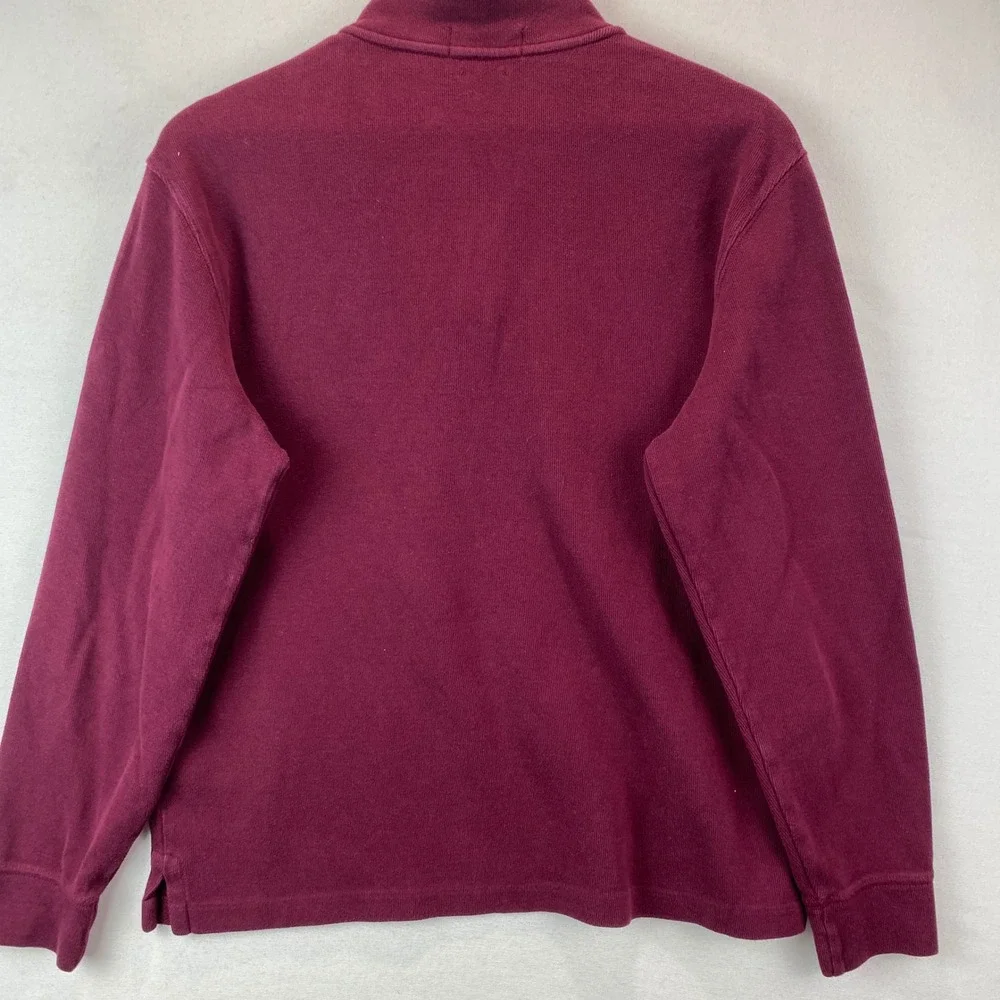 Polo Ralph Lauren Estate Rib Quarter Zip Mens Sz M Burgundy Red Pullover Sweater
